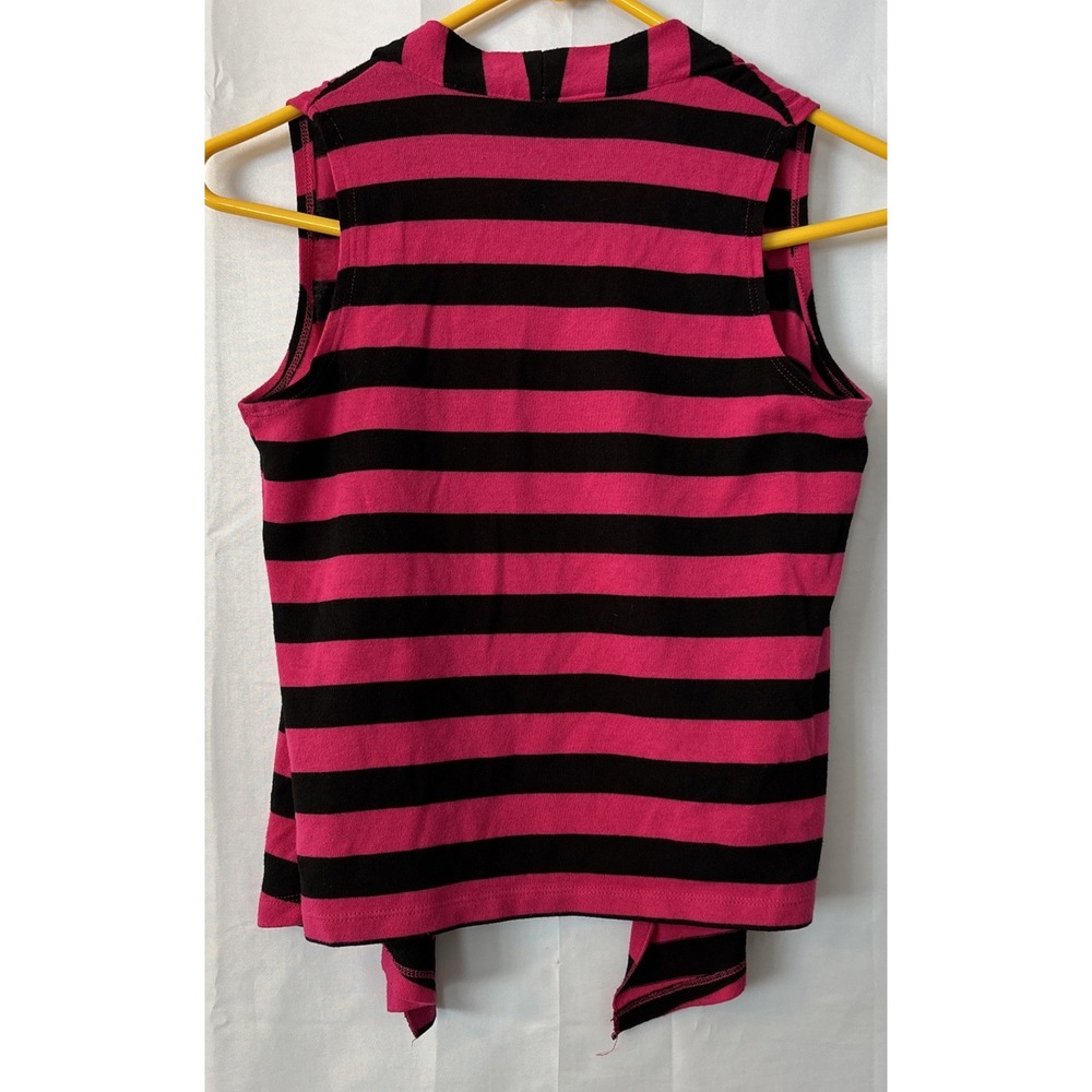 Self Esteem Pink/black Striped Sweater Vest Size L Sleeveless Open Cardigan Jrs‎ - Picture 4 of 6